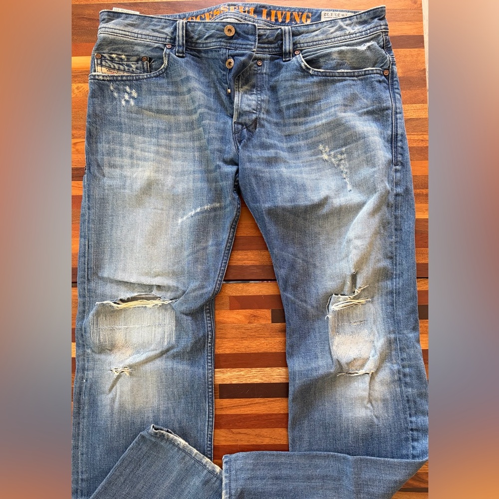 Diesel Men's Relaxed Distressed Denim Jeans
